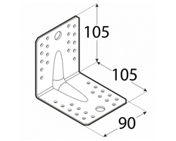 Kątownik łącznik z przetłoczeniem 105x105x90x2,5 dmx