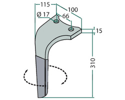 Ząb brony aktywnej lewy Rabe 310mm 84116204