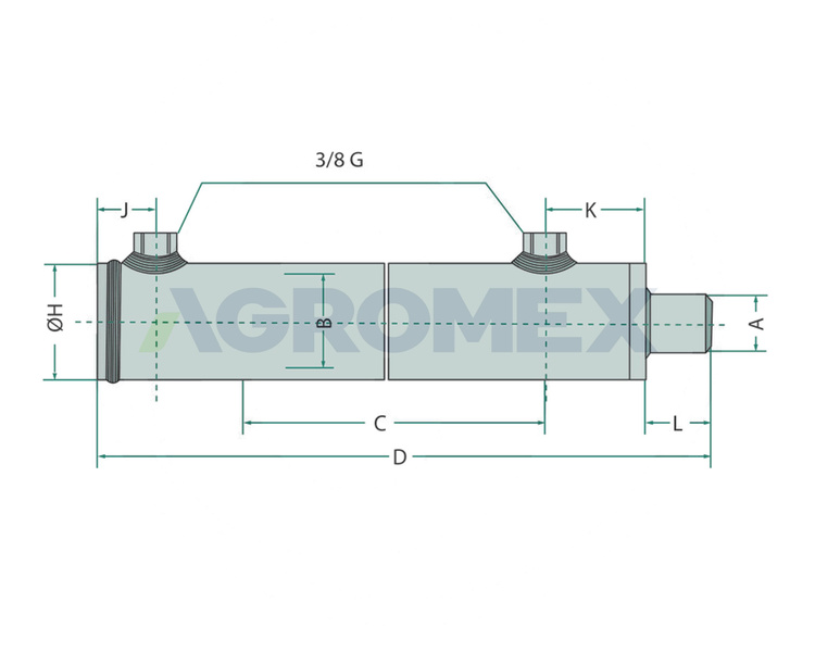 siłownik hydrauliczny dwustronnego działania bez mocowania wysuw 150mm siła 3t