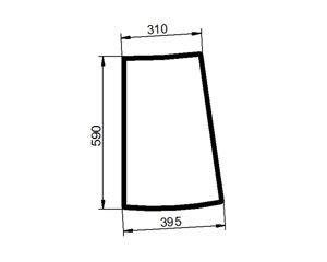 szyba do ciągnika Deutz-Fahr, Lamborghini, MF, Same - boczna lewa koła 24-28" bezbarwna 0.010.7092.0/10 (2344)