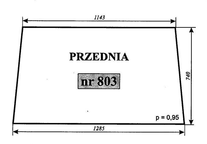 szyba do ciągnika MTZ kabina Szyszka Sapieżyn - przednia (803)