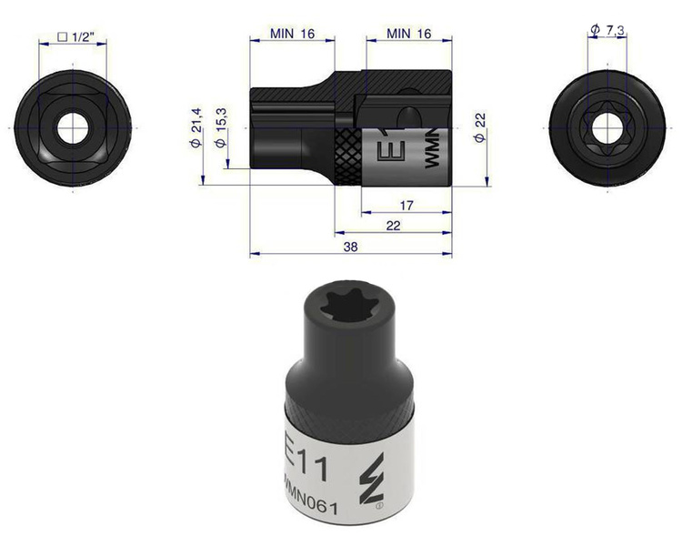 Nasadka star 1/2" E11 Waryński