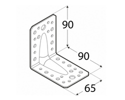 Kątownik łącznik z przetłoczeniem 90x90x65x2,5 dmx