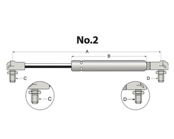 siłownik amortyzator gazowy A=380 B=185 F=260N drzwi JCB 3CX 4CX 331/14573