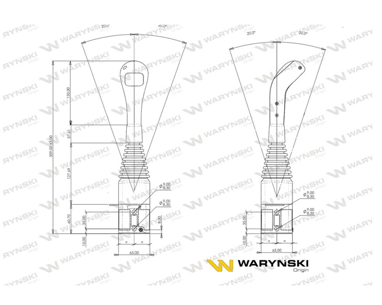 Joystick pod linki zakończone kulką bez przełącznika (bez przycisku. na kulkę. IP-6020. JOYSTIK6019) Waryński