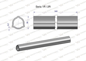 Rura wewnętrzna Seria 2R zewnętrzna Seria 1R do wału 460 przegubowo-teleskopowego 36x3.2 mm 340 mm WARYŃSKI [WR2321340]