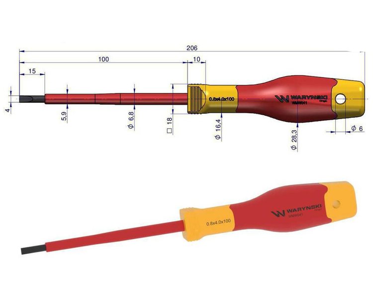 Wkrętak płaski izolowany 4x100 mm stal S2 Waryński