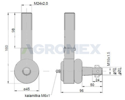Przegub kosy długi z gwintem 5058020140 Bizon