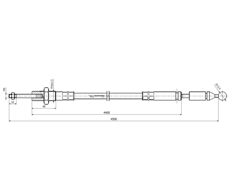 Linka do sterowania rozdzielaczem na kulkę (stalowa) L-4500mm Waryński