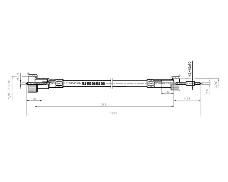 Linka - Licznik MTG (motogodzin) L-965mm C-360 3P ORYGINAŁ URSUS