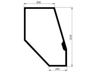 szyba do ciągnika Deutz-Fahr - drzwi prawe bezbarwna 04386532 (1563)