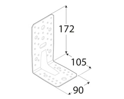 Kątownik łącznik z przetłoczeniem 172x105x90x3,0 dmx