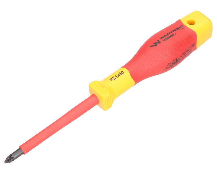 Wkrętak krzyżakowy PZ1 izolowany 80 mm VDE Waryński