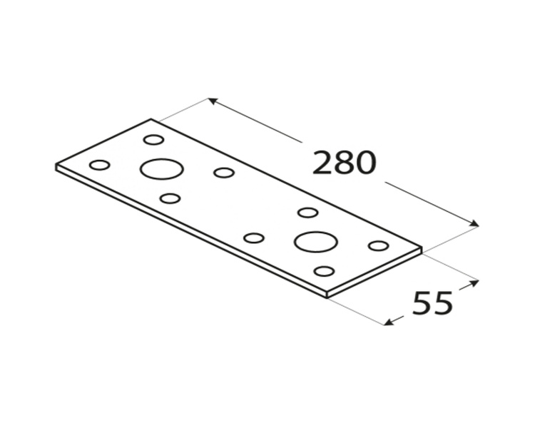 Łącznik ciesielski płaski płyta perforowana 280x55x2,5 LP4 domax