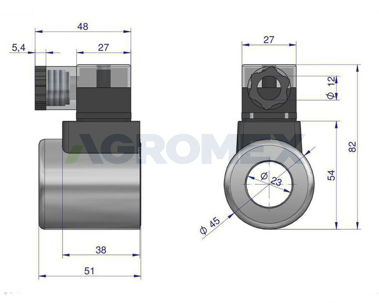 Cewka dzielnika elektrozaworu W-E38DVS6/2. W-E12DVS6/2 24V DC 30W Waryński