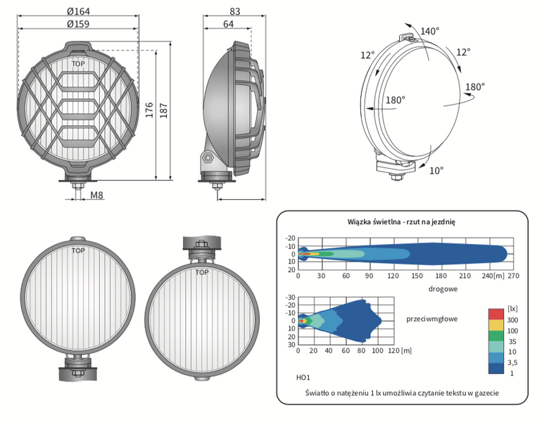 reflektor przeciwmgielny halogenowy H3 zestaw 2 szt WESEM HO1.04416 Ø159mm