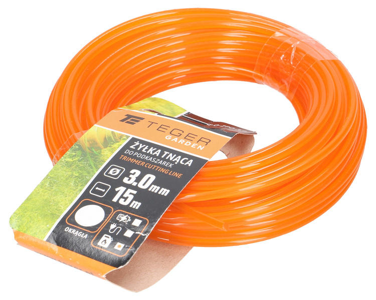 Żyłka tnąca do podkaszarek / Okrągła / 3.0 mm / 15 m / TEGER