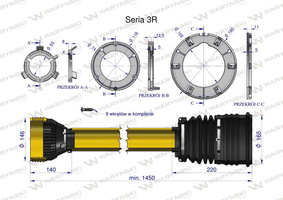 Obudowa wału przegubowo-teleskopowego szerokokątnego Uniwersalna długość Seria 3R WARYŃSKI