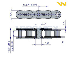 Łańcuch rolkowy 10B1 154 ogniwa 2445mm Prasa Kostka Sipma 5223880710 Waryński