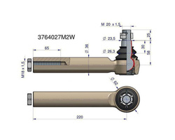 Przegub kierowniczy 220mm M18x1,5 3764027M2 MASSEY FERGUSON WARYŃSKI