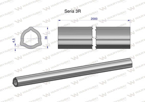 Rura trójkątna wewnętrzna Seria 3R wału przegubowo-teleskopowego 36x4.5 mm - 2m