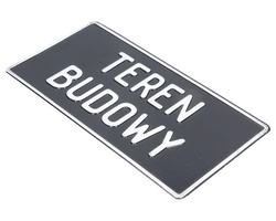 Tablica ostrzegawcza metalowa Teren Budowy czarna 28x14 cm