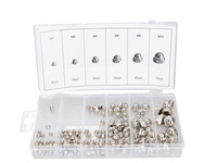 nakrętki kołpakowe zamknięte zestaw 150 szt w zamykanym pojemniku