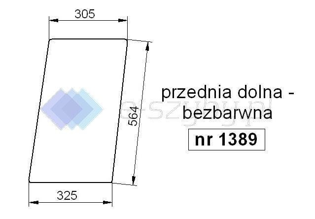 szyba RENAULT kabina MX ME MA MS PE PA PS PX serie XX-32 XX-34 - przednia dolna (1389)