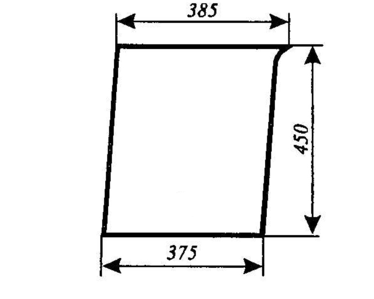 szyba do ciągnika Renault serie TS, TX, TZ, TL - przednia dolna (lewa, prawa) (838) 7700016585