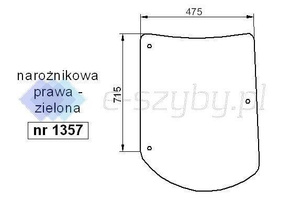 szyba Claas/Renault Ares - boczna prawa (1357)